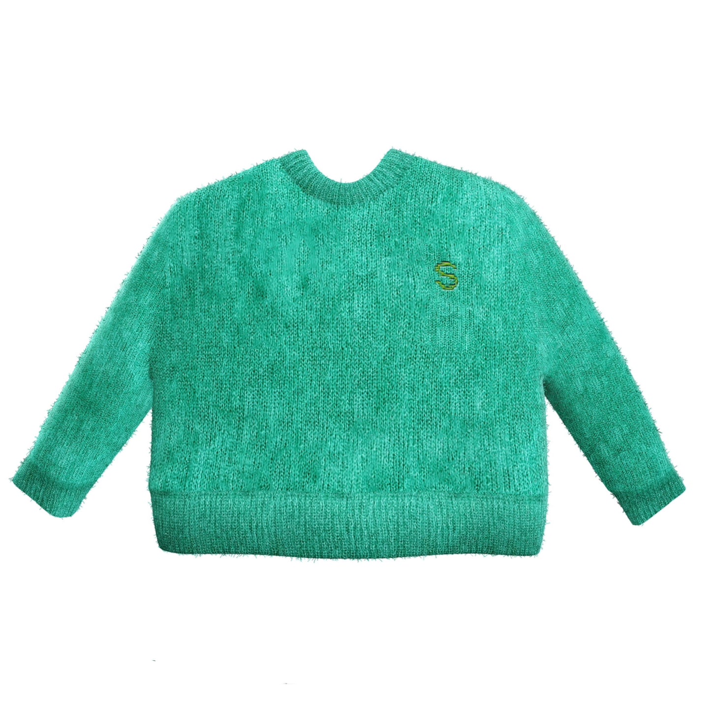 Cropped Mohair Knit Wool Sweater