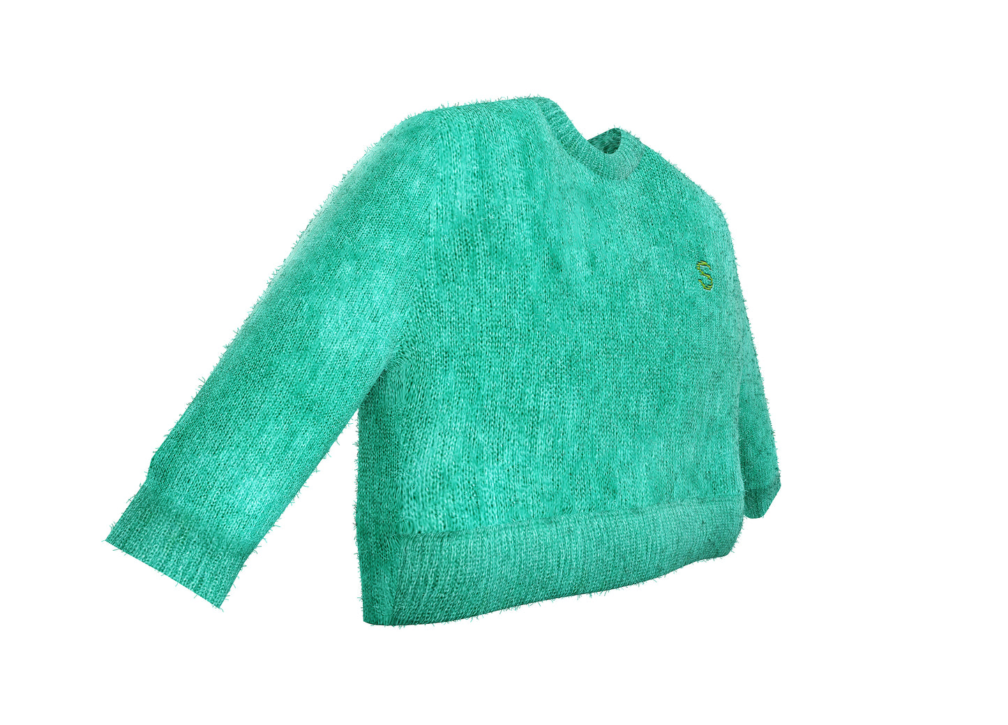 Cropped Mohair Knit Wool Sweater