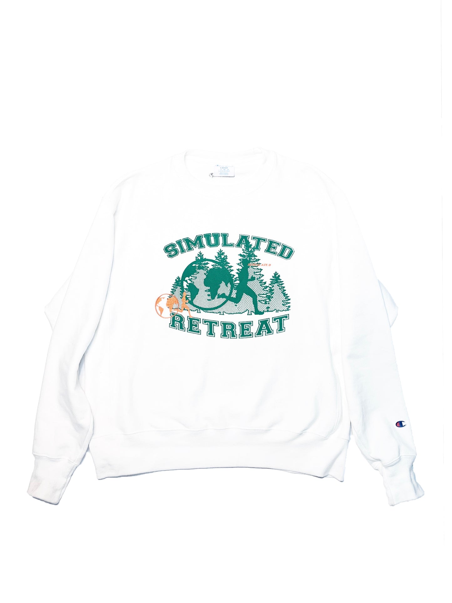 Simulated Retreat Reverse Weave Crewneck White