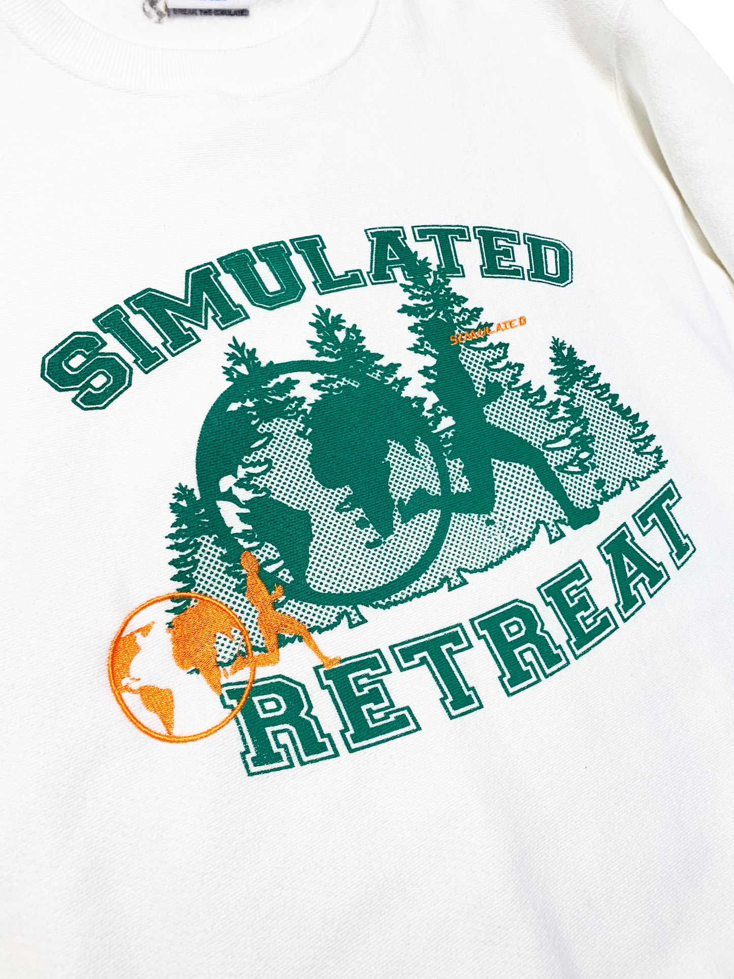 Simulated Retreat Reverse Weave Crewneck White