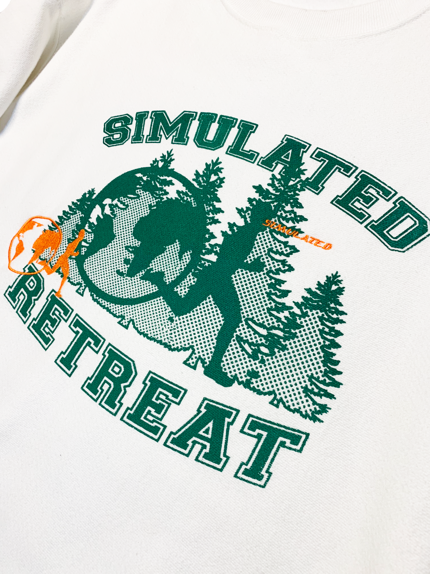 Simulated Retreat Reverse Weave Crewneck White
