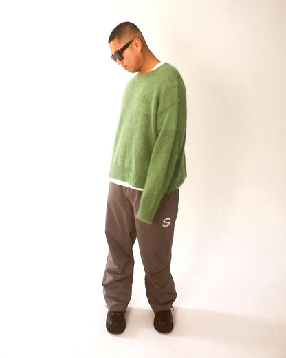 Cropped Mohair Knit Wool Sweater
