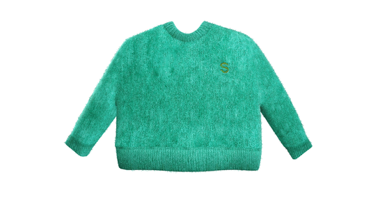 Cropped Mohair Knit Wool Sweater